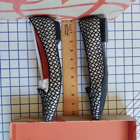 Via Spiga Flat Shoes Women's 8.5 M Edina Sliver Mesh Glitter Metallic Slip-on - Picture 8 of 16